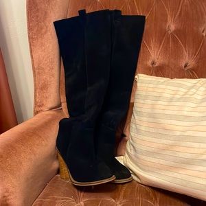 Kelsi Dagger Knee High Black Suede Boots